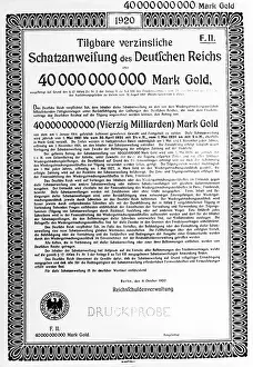 Ordered: Treasury bill of the Reich Government, 1920