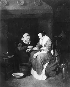 Treated: Treatment with cupping glasses, around 1650