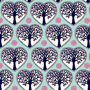Valentines: Tree of hearts repeating pattern