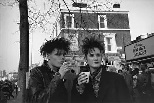 Distinctive: Trendy young people in a street