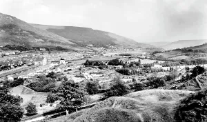 Rhondda: Treorchy, Rhondda Valley looking south c1955
