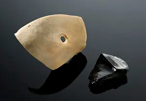 Parry: Trepanned Skull Piece and Obsidian Knife