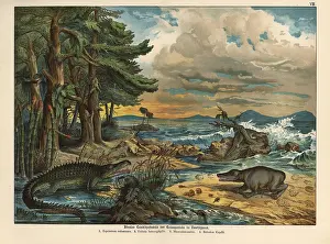Gotthilf: Triassic landscape with plants and amphibians