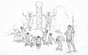 Totem: A tribe gather around and worship at a totem pole