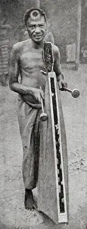Drummers: Tribesman playing tattoo, French Congo, Central Africa