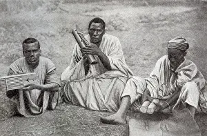 Tribesmen: Tribesmen with instruments, Cameroon, Central West Africa