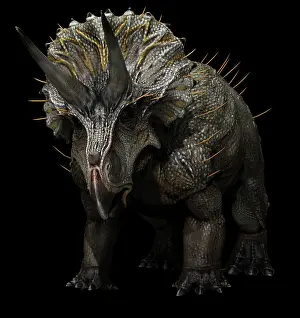 Triceratops: Triceratops horridus dinosaur on black background