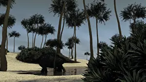 Riverbed: Triceratops roaming in a riverbed of a prehistoric ?