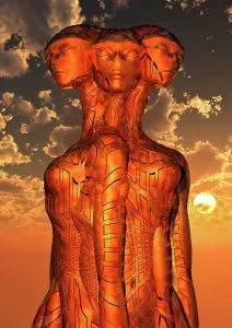 Anthropomorphic: A trinity of alien beings, coequal, independent