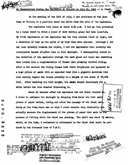 Laureate: Trinity Test, Enrico Fermi Observations, 1945