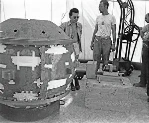 Gadget: Trinity Test Site, Louis Slotin at Test Tower, 1945