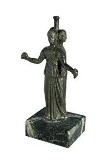 Thrace: Triple form of Hecate around a column. Ancient Greek