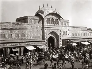 Bazaar: Tripolia bazaar, Jaipur, India, circa 1890