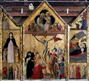 Bologna: Triptych with Crucifixion as central panel. Master