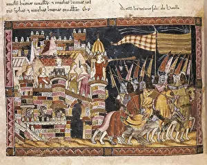 Hoplites: Trojan War. Trojans going to war. Fol. 86v of