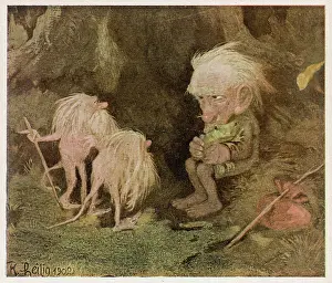 Trolls: Troll, pet frog, and two long-tailed creatures