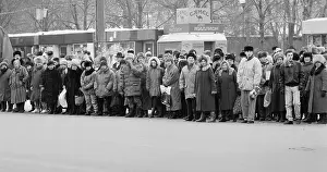 Trolleybus: Trolleybus stop in Moscow, 1994