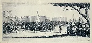 Miseries: Troop recruitment. Engraving from The miseries