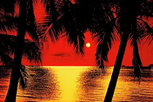 Idealized: Tropical Beach Scene Colorized Idealized Fantasy
