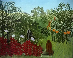 Leafy: Tropical Forest with Monkeys, by Henri Rousseau