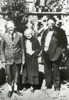 Rivera: Trotsky and his wife with Diego Rivera