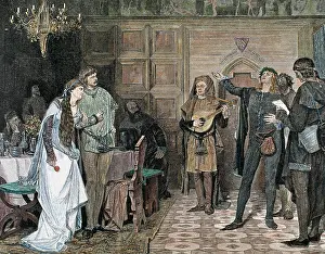 String: Troubadours singing and reciting a poem