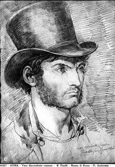 Descendent: A true Roman descendant, drawing by Pinelli