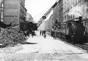 Cyclists: Truemmerzug - rubble train, 1945