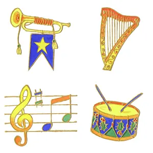 Mclaughlin: Trumpet, Harp, Drum and Musical Notes
