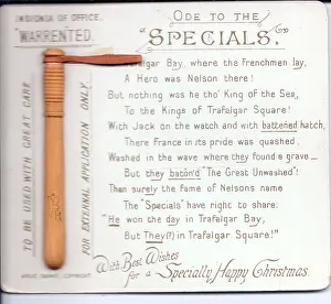 Puns: Truncheon with comic verse on a Christmas card