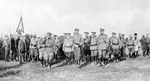 Nicolai: Tsar Nicholas II of Russia with troops, WW1