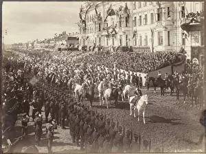Tsar Nicolas II at the head of a procession, Russia