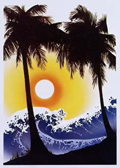 Hokusai: Tsunami wave and tropical paradise - Evening