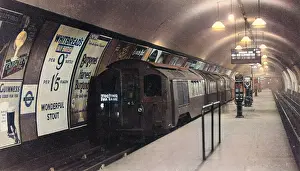 Tooting: A tube a train at a london underground platform at Euston