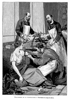 Clinic: Tubercular patient being given direct blood transfusion