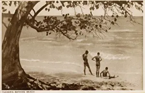 Bather: Tucker's bathing beach, Nassau, Bahamas, West Indies