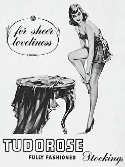 Nylons: Tudorose stockings advertisement featuring David Wright pinu