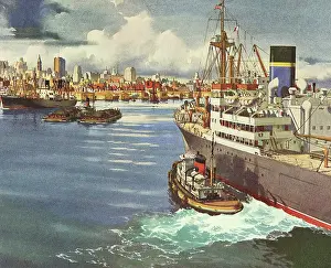 Treks: Tugboat and Ship at Philadelphia Harbor