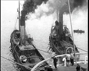 Tugboats: Tugboats With Chimneys Smoking, Seen From the