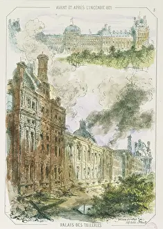 Commune: Tuileries palace before and after the fire