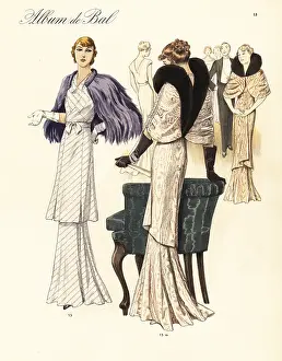 Moire: Tunic frocks for an evening soiree, 1935