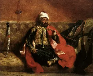 Turk: Turk Seated on a Sofa Smoking, by Delacroix