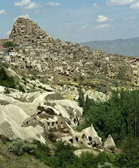 Excavated: Turkey. Cappadocia. The town Uchisar. Cave house. Central An