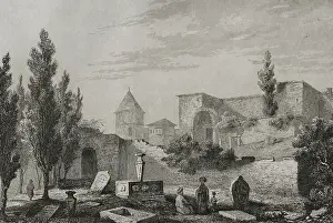 Porta: Turkey. Constantinople. The Golden Gate. Walls. Engraving