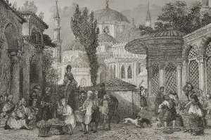 Fatih: Turkey. Constantinople. The Sehzade Mosque. Engraving
