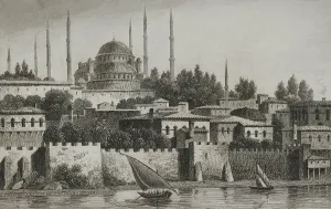 Minarets: Turkey. Constantinople. Sultan Ahmed Mosque or Blue Mosque