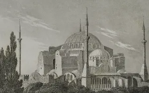 Minarets: Turkey. Constantinople (today Istanbul). Hagia Sophia