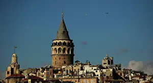 Turkey. Istanbul. Galata Tower. Medieva stone tower in Galat