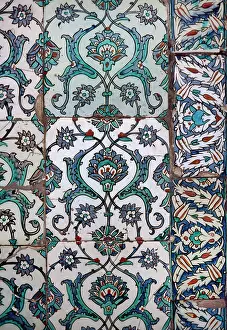 Glazed: Turkey. Istanbul. Topkapi Palace. Detail of glazed pottery