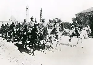 Beersheba: Turkish cavalry leaving Beersheba, Middle East, WW1